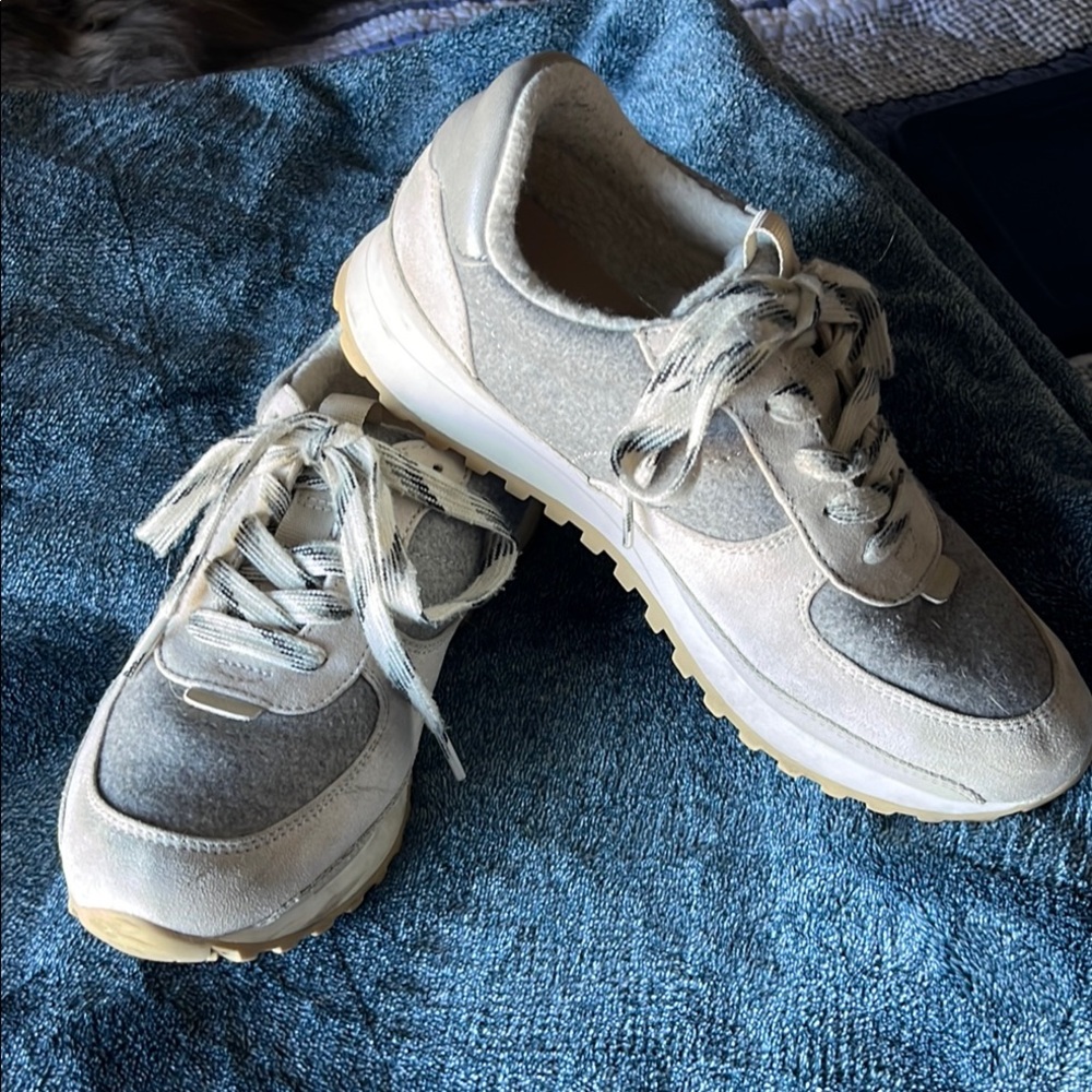 Women's Cream and Gray Sneakers